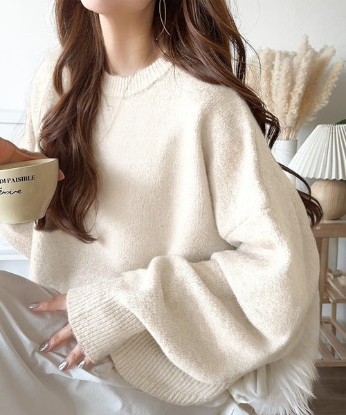 2025年　エブリデイアイライク　プルオーバーニット　コットン　白　ゆったり 2025年 エブリデイアイライク プルオーバーニット コットン 白