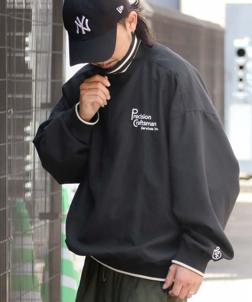 JAVAジャバ 別注》カジュアル×スポーティ。リブラインロゴ刺繍ハーフ