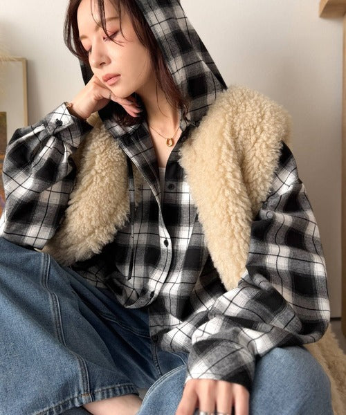 2023AW【Callaway】フルジップ中綿パーカー チェック柄 フリース L