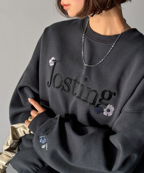 シンプルなのに一際映える。フラワー刺繍裏起毛スウェット ce1260457