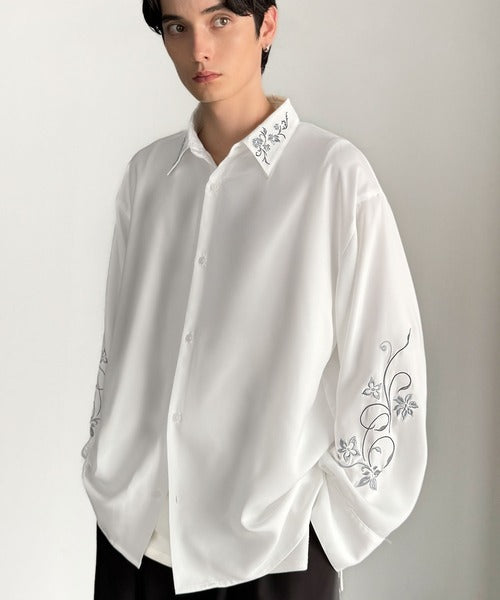 Classical Origin】「繊細×モード」。刺繍使いルーズドレープシャツ