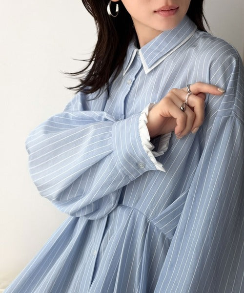 新品　イデアルーチェ　ストライプ 長袖カットソー 白黒 obli dolce 大人の甘さを効かせた、着映えトップス。ウエストタック配色ダブル