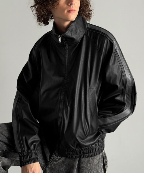 Classical Origin】High-Neck Leather Track Jacket／ハイネックレザー