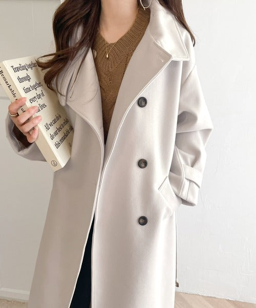 【美品】Diagram モッズロングコート　ベージュ　ファー　金ボタン ロングコート カシゴラ フォックスファー付き 着丈87cm