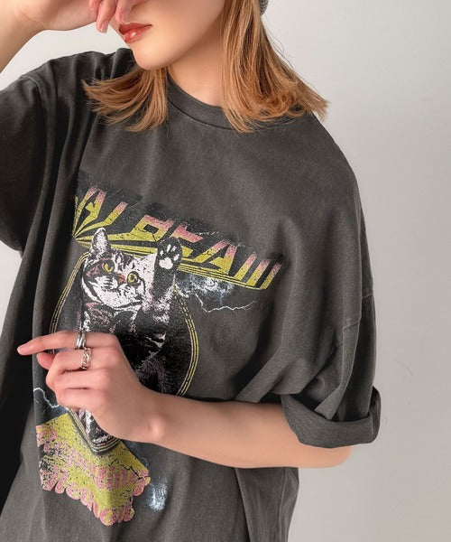 JaVa ジャバコラボ》トレンド感のある猫モチーフ。綿100％ヴィンテージ