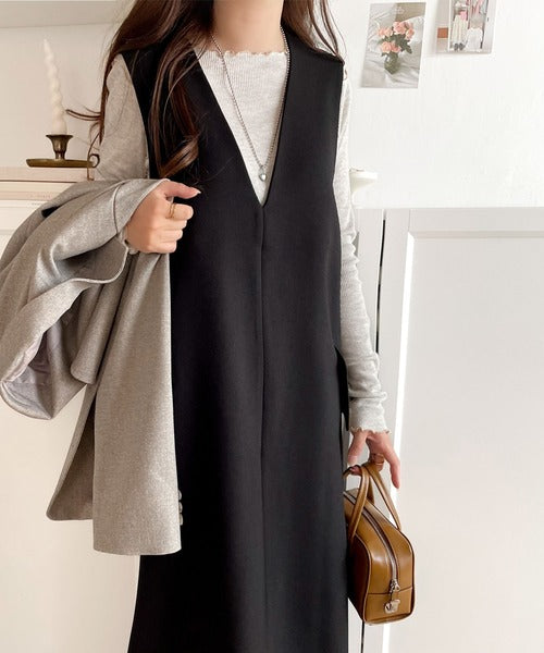 上品リラクシーstyle。ポケット付Vネックワンピース ce1260076