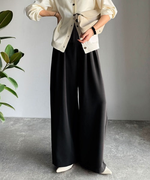 pablo vinci シンセティックレザーワイドスラックス pablo vinci シンセティックレザーワイドスラックス