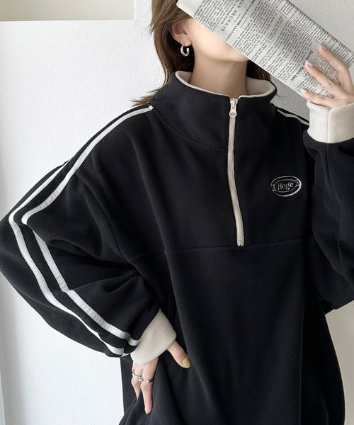 JaVa ジャバコラボ》旬なレトロスポーツ。刺繍フリースアノラック