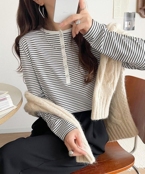 シンプルだからこそ、こだわりたい。シルケット加工ドット釦ヘンリーT