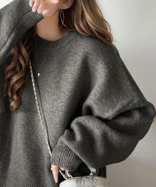 ゆったりふわもちの癒しアイテム。コクーンシルエットミックスニット