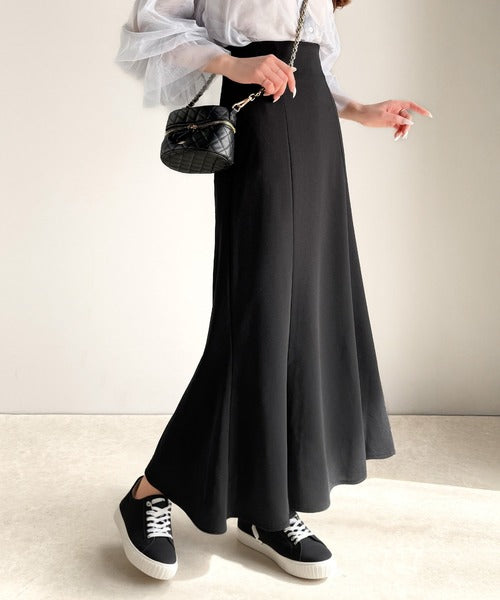 美ライン。カットジョーゼットハイウエストマーメイドロングスカート