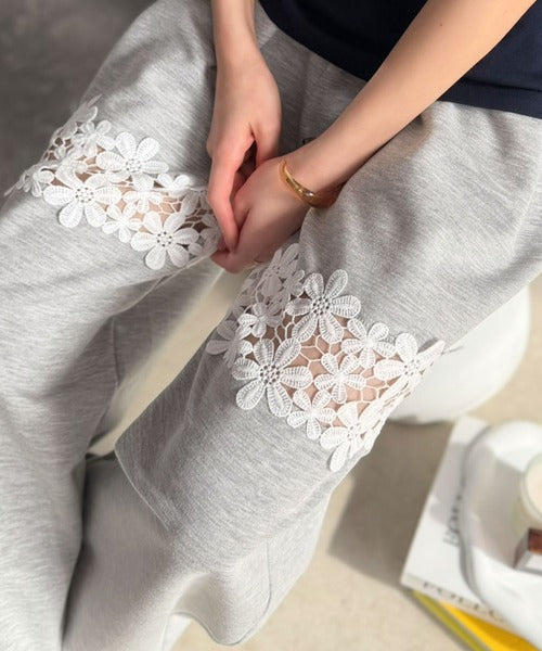 リーカ rihka スウェット レース lace 新品未使用 未来 mily bilet】唯一無二の華やかデザイン。花柄レース 切り替え