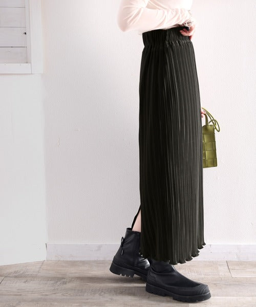 ms+ ideal》きらり揺らめく。メロープリーツタイトロングスカート