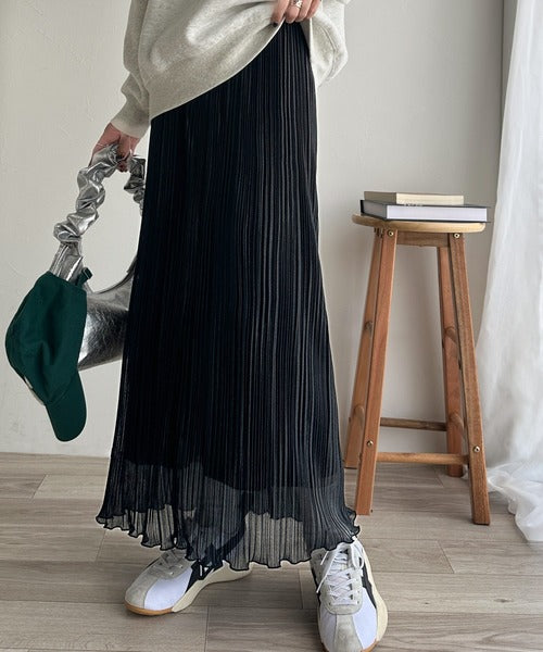 感度の高いスタイリングが叶う優秀item。ランダムプリーツ裾メロウ