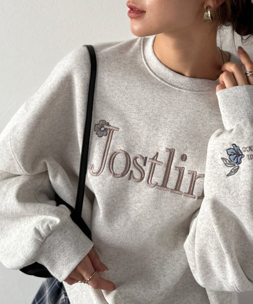 シンプルなのに一際映える。フラワー刺繍裏起毛スウェット ce1260457