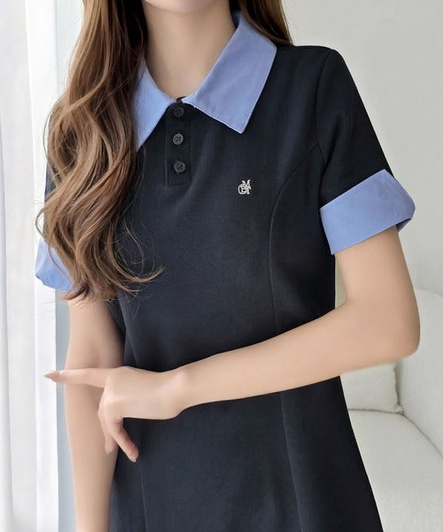 mily bilet】パネルラインが描く美シルエット。ハーフスリーブポロ