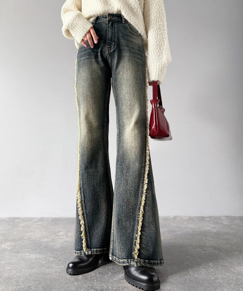 【チャーリー】新品未使用　coelie ミッドフレアデニム　22インチ clear≪再入荷≫ミドルライズフレアデニムパンツ[CL8326] | レディース