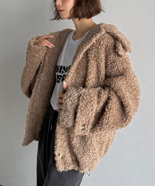 ぎゅっと、抱きしめたくなる。裾ドロストプードル風ファーブルゾン