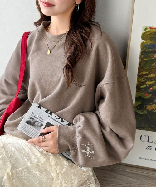 美品✨】ebure 裏毛スウェット ロゴ刺繍 ヴィンテージライク ラグラン