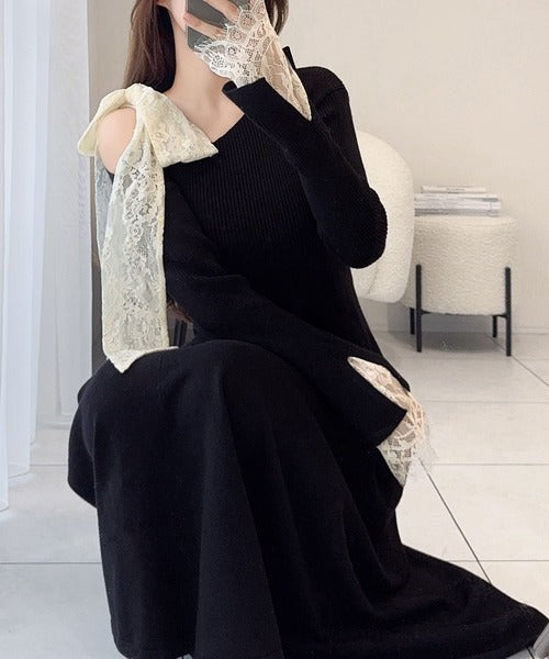 mily bilet】華やかリボンで映える◎レースリボン使いワンオフショル