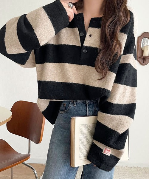 JaVaジャバコラボ》ボーダー＆無地で大人女子のリアルバイ◎ヘンリー