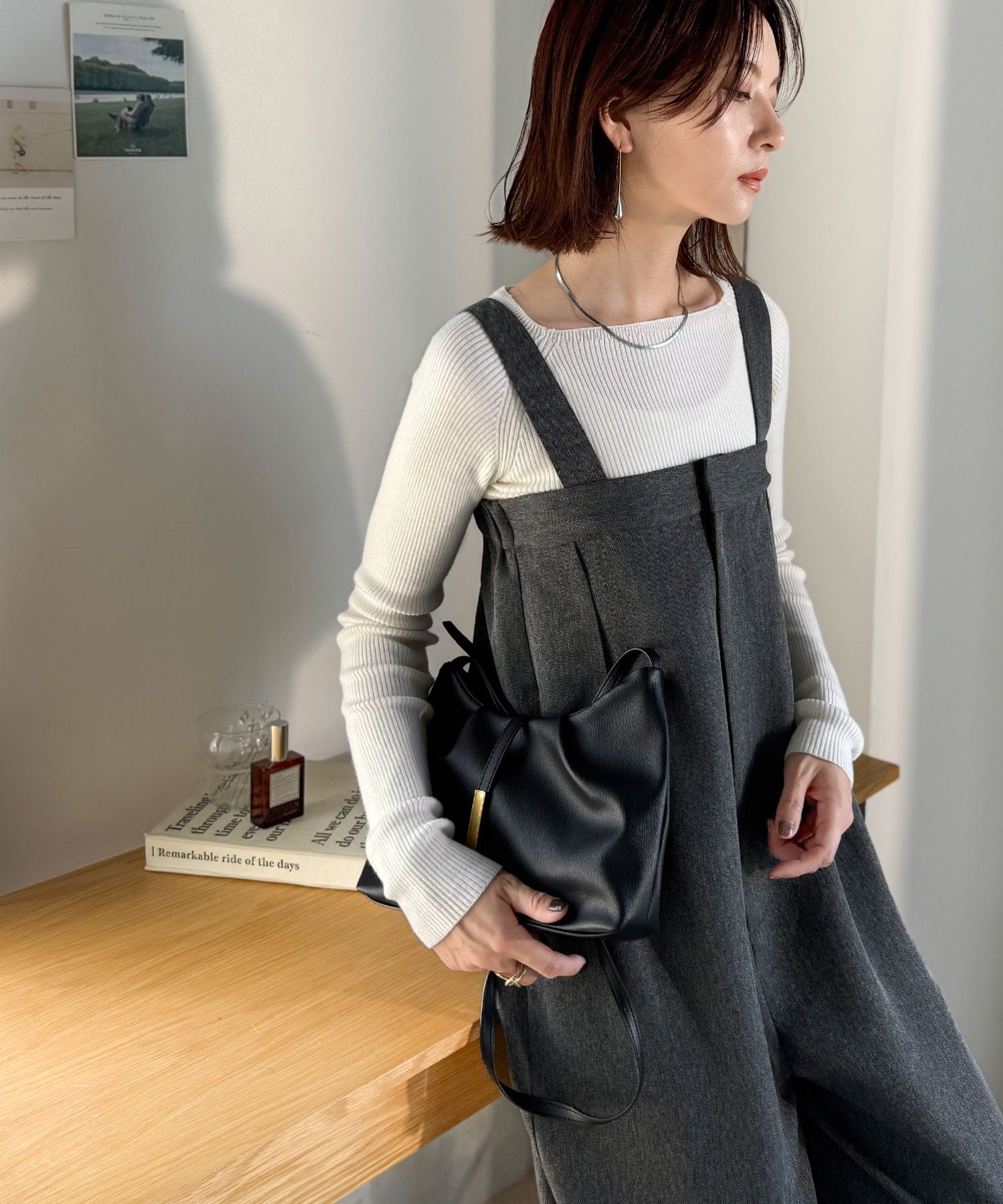 LESS TAILOR ネイビー サロペット 着こなし自由な2WAY仕様♪サス取り外しサロペット（セットアップ可