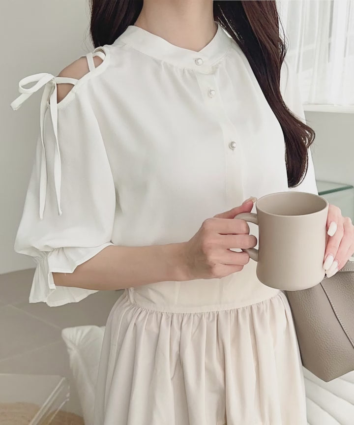 【mio7pppさま】専用！！ mily bilet】大人の上品な肌見せ。前後2way肩開きリボン使い