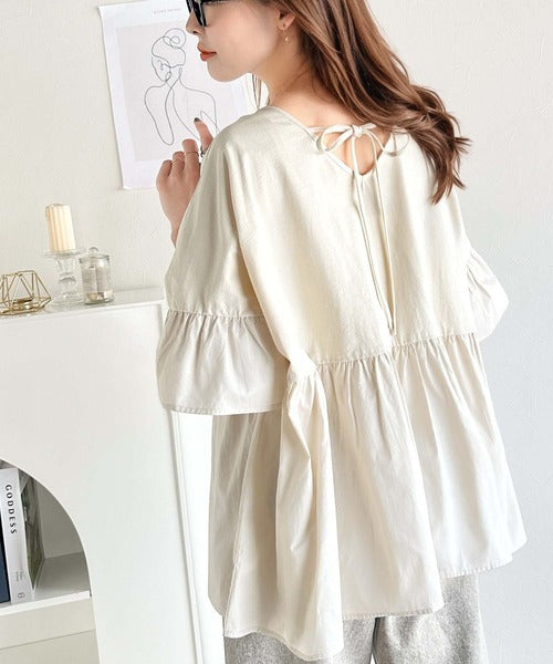 sheller  カシュクールリボンペプラムトップス one shoulder jacquard peplum tops – shéller / シェリエ