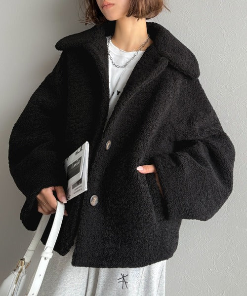 綺麗❗️ボアショートコート ふわふわモヘア 可愛い✨ ブラック クロエコレクション 綺麗❗️ボアショートコート ふわふわモヘア 可愛い✨ ブラック クロエ