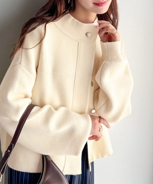 【アイボリー】M2585 ニットコンビトレーナー Orchid Heather KPI Quarter Zip | Mizzen+Main