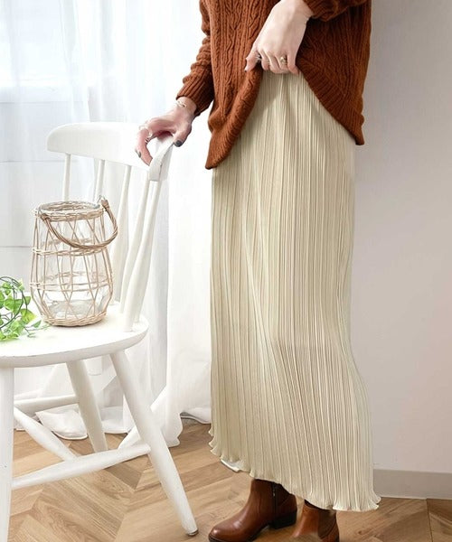 ms+ ideal》きらり揺らめく。メロープリーツタイトロングスカート