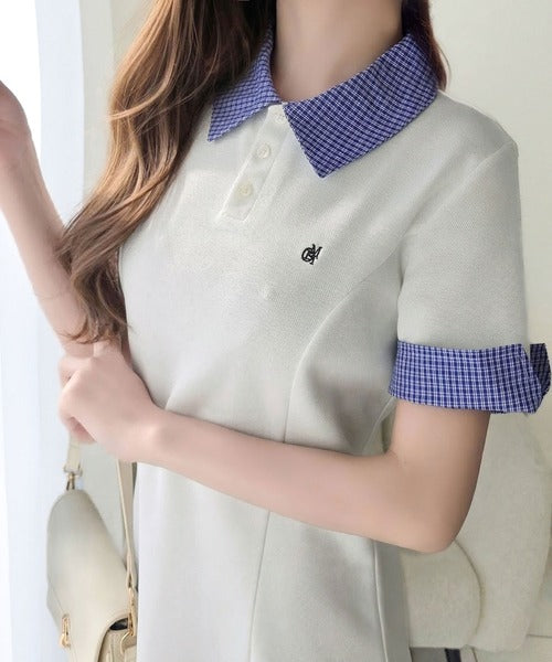 mily bilet】パネルラインが描く美シルエット。ハーフスリーブポロ