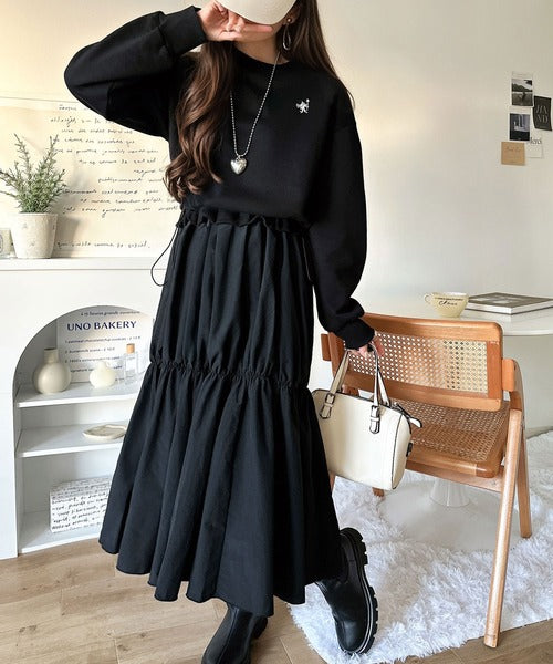 一枚でコーディネートが完成する優秀アイテム◎胸刺繍ドロスト裏起毛