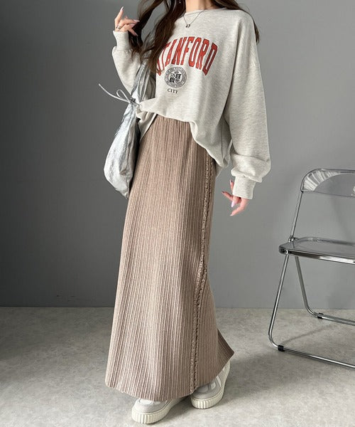 mily bilet】カジュアルに可愛く！サイドフリンジメランジニット