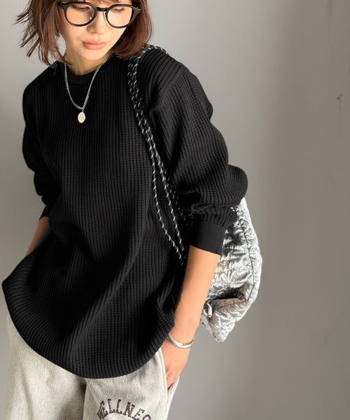 D&G ブラック サーマルニット サーマル編みニットヘンリーネックミリタリージープセーター MONO-MART
