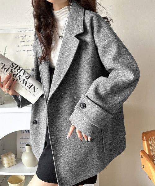トレンドを先取り♪こなれ感UP、ダブルボタンジャケットメルトンコート