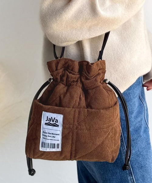 JaVaジャバ コラボ》秋冬のマストハブ！2WAYミニ巾着コーデュロイ