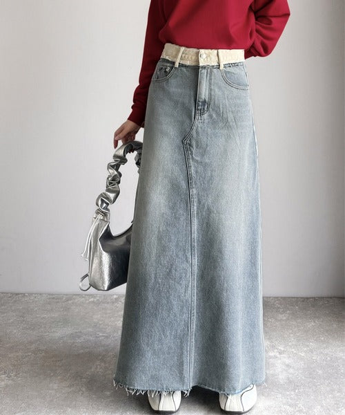 JaVaジャバ コラボ》上品見えする大人のデニム。ウエスト異素材