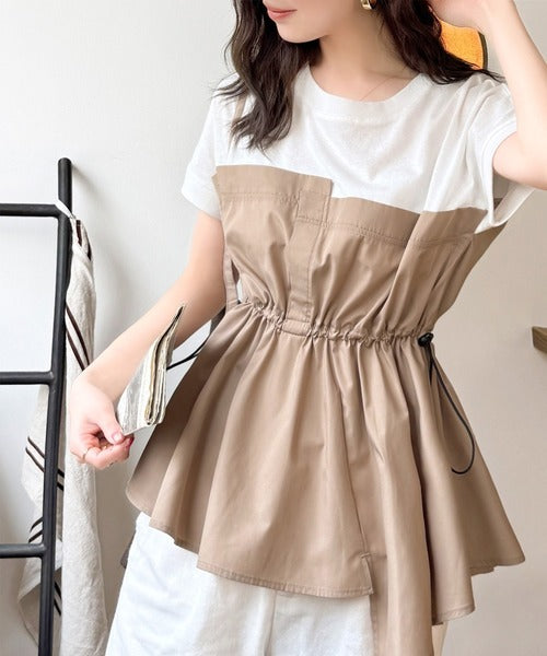 リラクシーでスッキリシルエット。アシメレイヤード風トップス