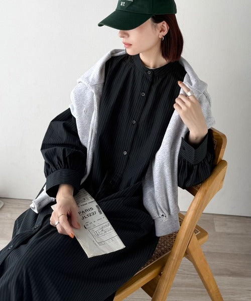 着方自在でロングシーズン活躍◎柄アソートバンドカラービッグシャツ