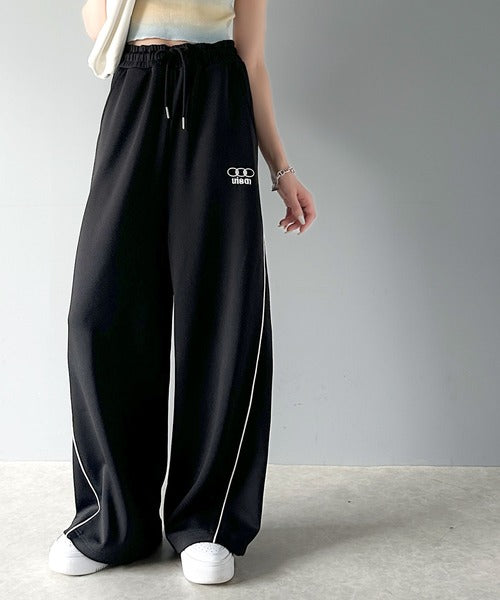 大人スポーティー。サイド切替ダンボールスウェットパンツ