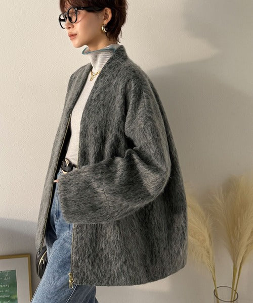 Classical Elf シャギー ノーカラー コート（ミドル丈） Classical Evon】この高級感、思わず手に取りたくなる。シャギーノー