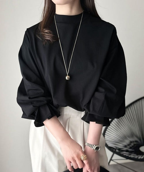 ベア天シルケットグレース加工 半袖ハイネックカットソー ベア天シルケットグレース加工 半袖ハイネックカットソー ベア天