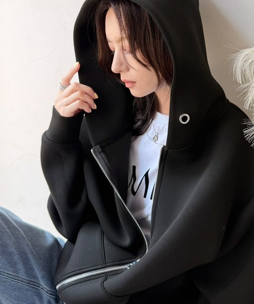 マシュマロ触感！ロングシーズン使えるダンボールbigシルエットジップ
