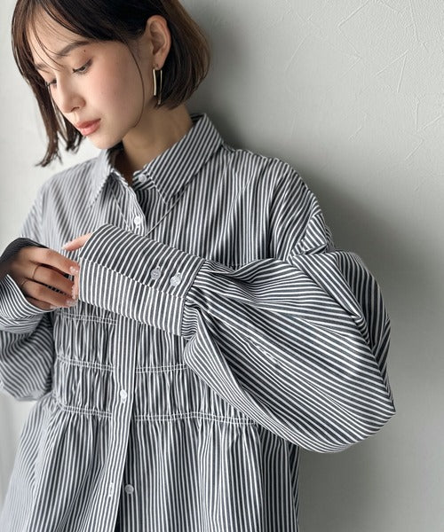 A16565 美品 Y's 12ss バイカラーピンタックブザムシャツ 黒白 1 ビスチェ&シャツ&スカートSET | レディースファッション通販 - DHOLIC