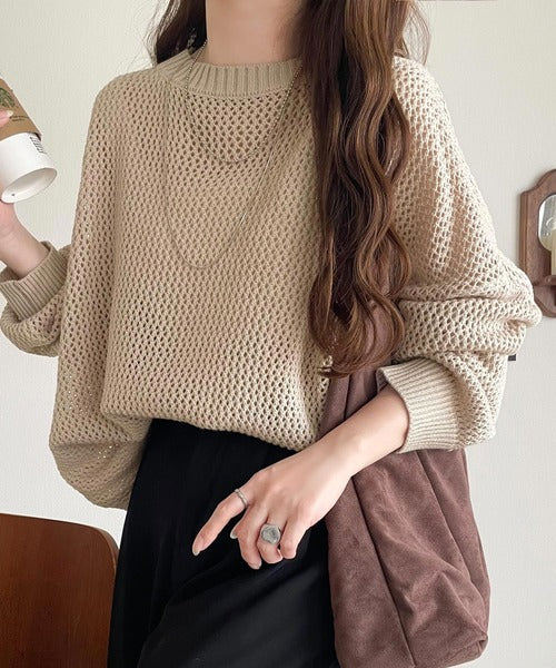 h beauty＆youth  即完売 編みニット メッシュ BEAUTY＆YOUTH UNITED ARROWS ニット セーター ペーパーメッシュ