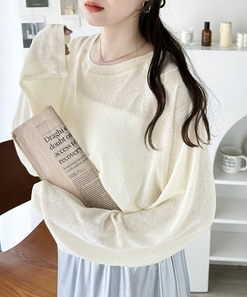 ゆるっとこなれトップス。袖ライン×無地アソートシアートップス