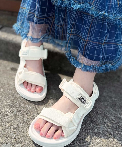 Javaジャバコラボ》 フラットベルクロスポーツサンダル ストラップあり