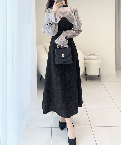 mily bilet】オケージョンにも使える◎チュールと花柄ブークレーの異