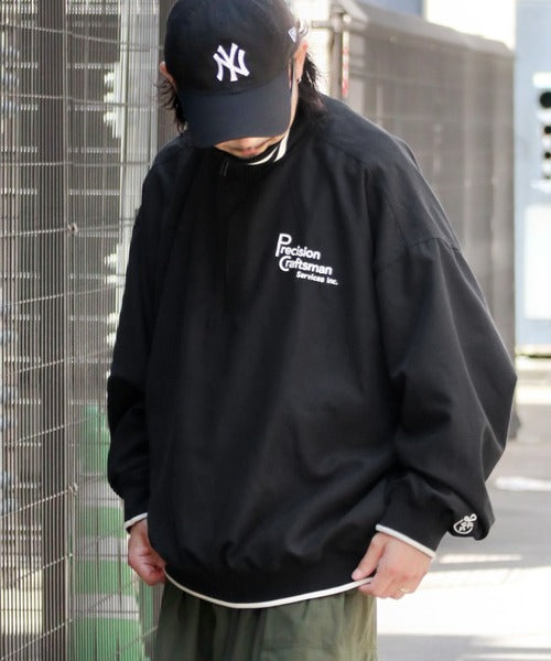 JAVAジャバ 別注》カジュアル×スポーティ。リブラインロゴ刺繍ハーフ